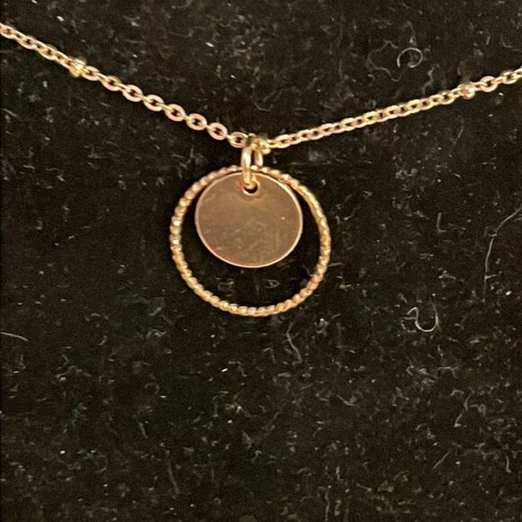 Double stranded bar and cluster necklace w/0.5” circular cluster/2” bar pendants - Picture 1 of 12